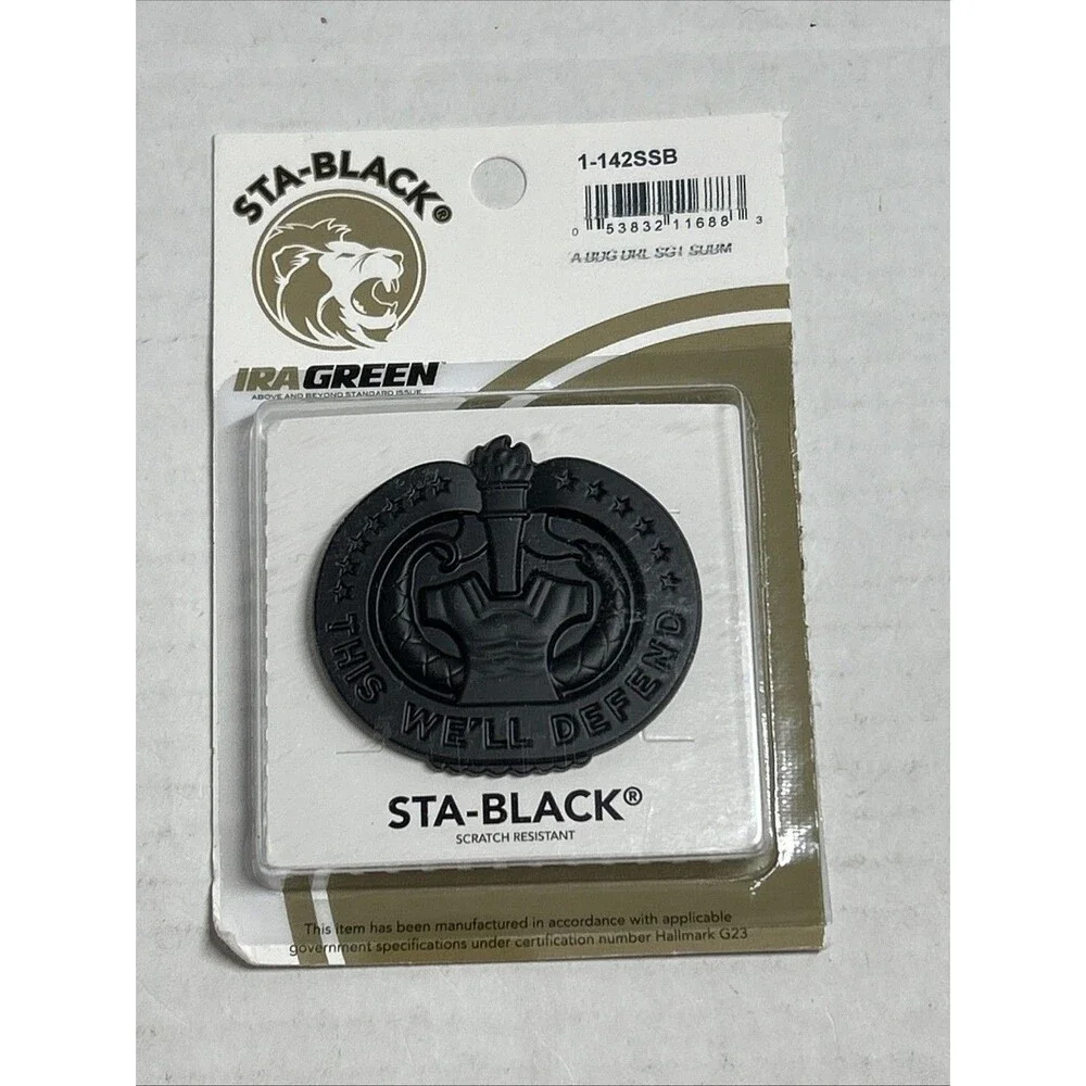 STA-BLACK We'll Defend Insignia (Black) - U.S. Military - New Sealed